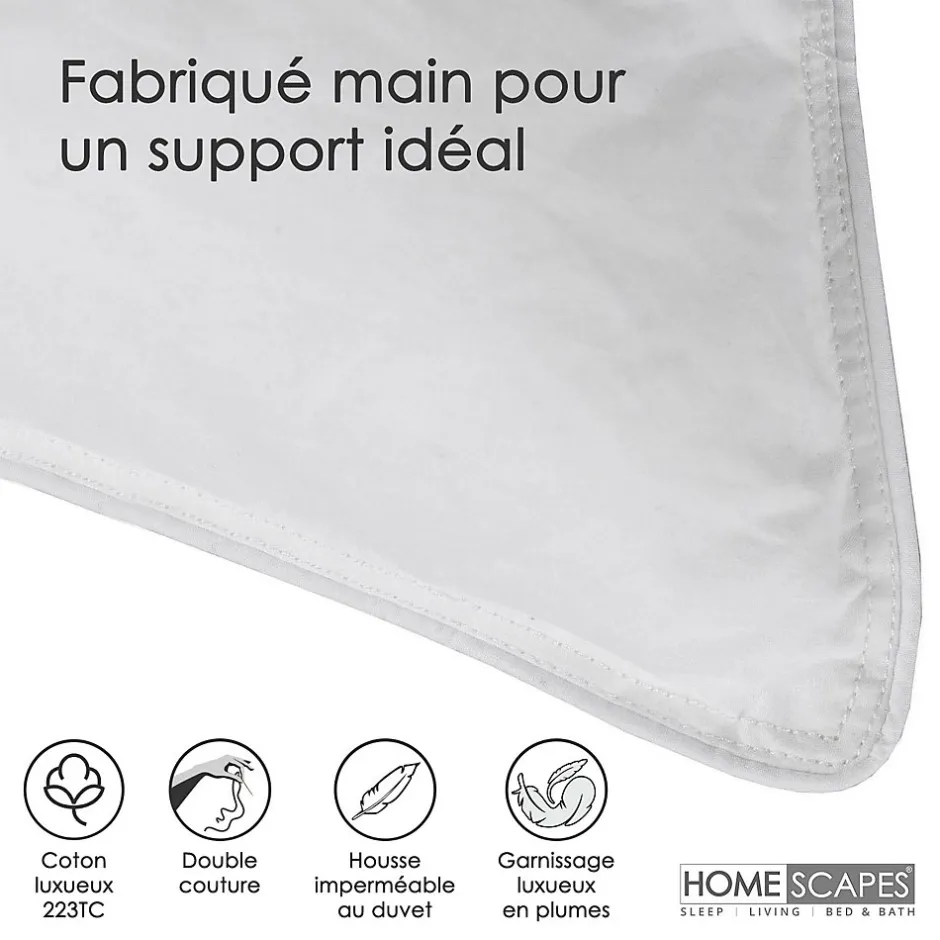 Homescapes Lot de 4 oreillers en plumes de canard, 50 x 75 cm - Clearance