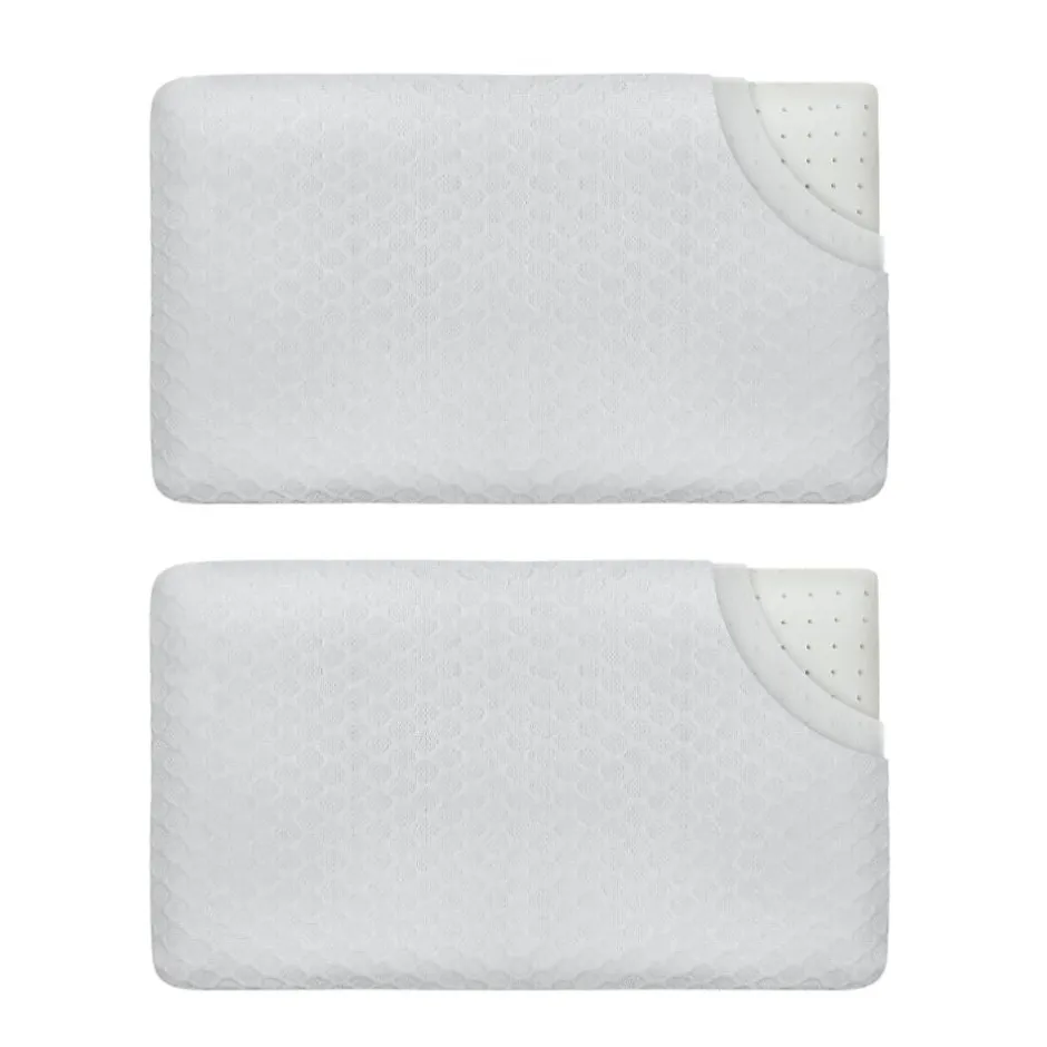 Inphysio Lot de 2 oreillers enfant respirant en tissu de bambou 50x30x5,5 -