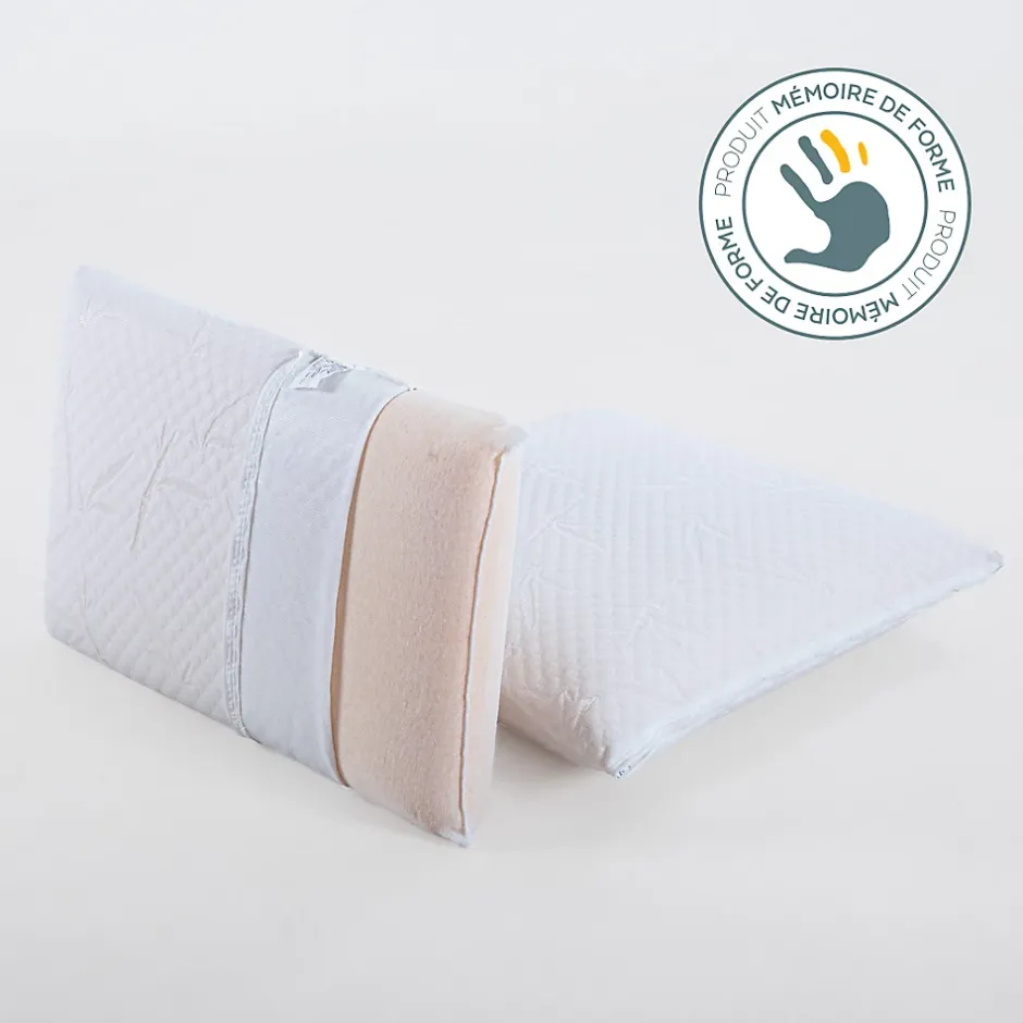Olympe Literie Lot de 2 oreillers Sérénité 40x60 cm Mémoire de forme Sale