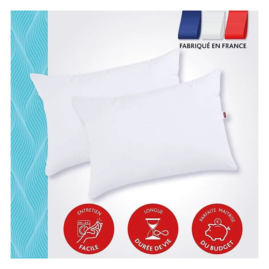 Dodo Lot de 2 oreillers Tendance 50x70 cm- 100% Polyester -