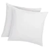 Vente-unique Lot de 2 oreillers traitement anti-acariens naturel Greencare - 60 x 60 cm - 550 gr - Blanc - coton - AZYLIA Discount