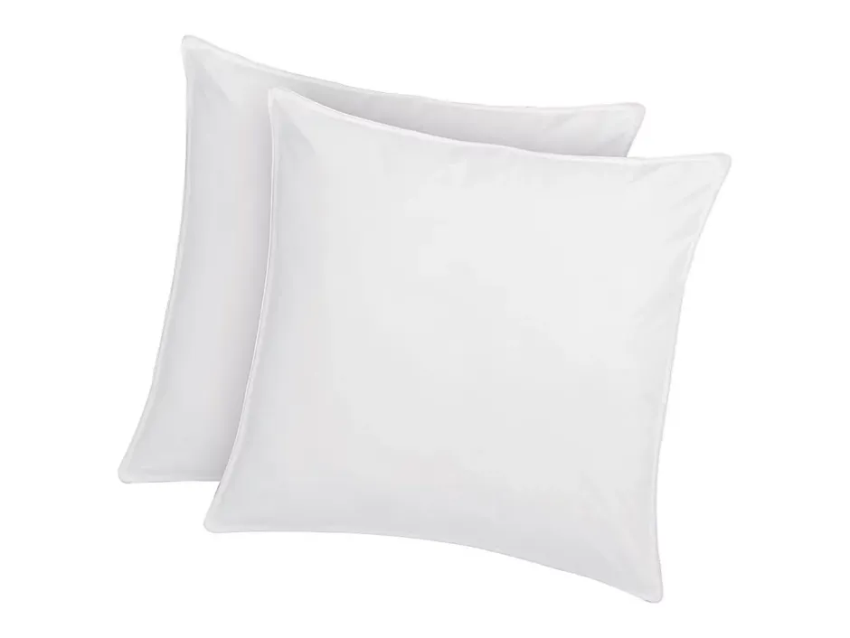 Vente-unique Lot de 2 oreillers traitement anti-acariens naturel Greencare - 60 x 60 cm - 550 gr - Blanc - coton - AZYLIA Discount