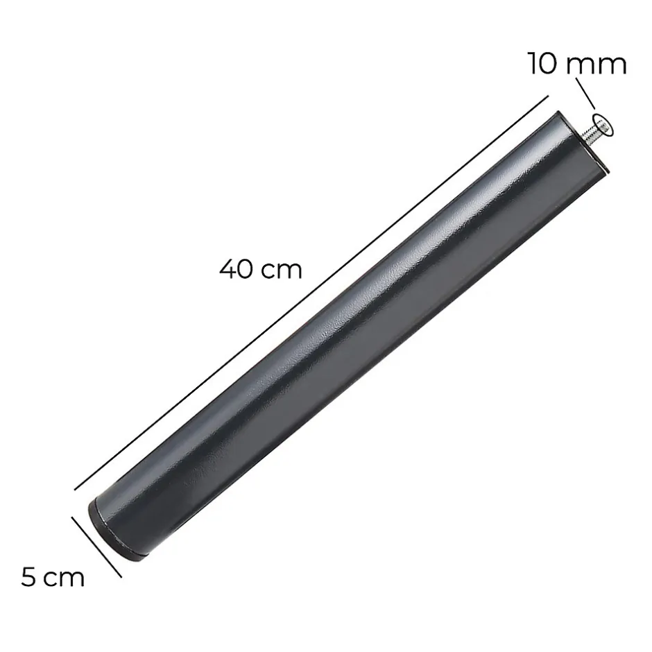 Juanio Lot de 4 pieds de lit à visser pour sommier tapissier couleur noir - Hauteur 40 cm x diamètre 5 cm, pas de vis de 10 mm Best