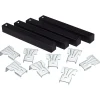Juanio Lot de 4 pieds pour sommier en Métal sans roues couleur Noir - Hauteur 30 cm x 3 cm