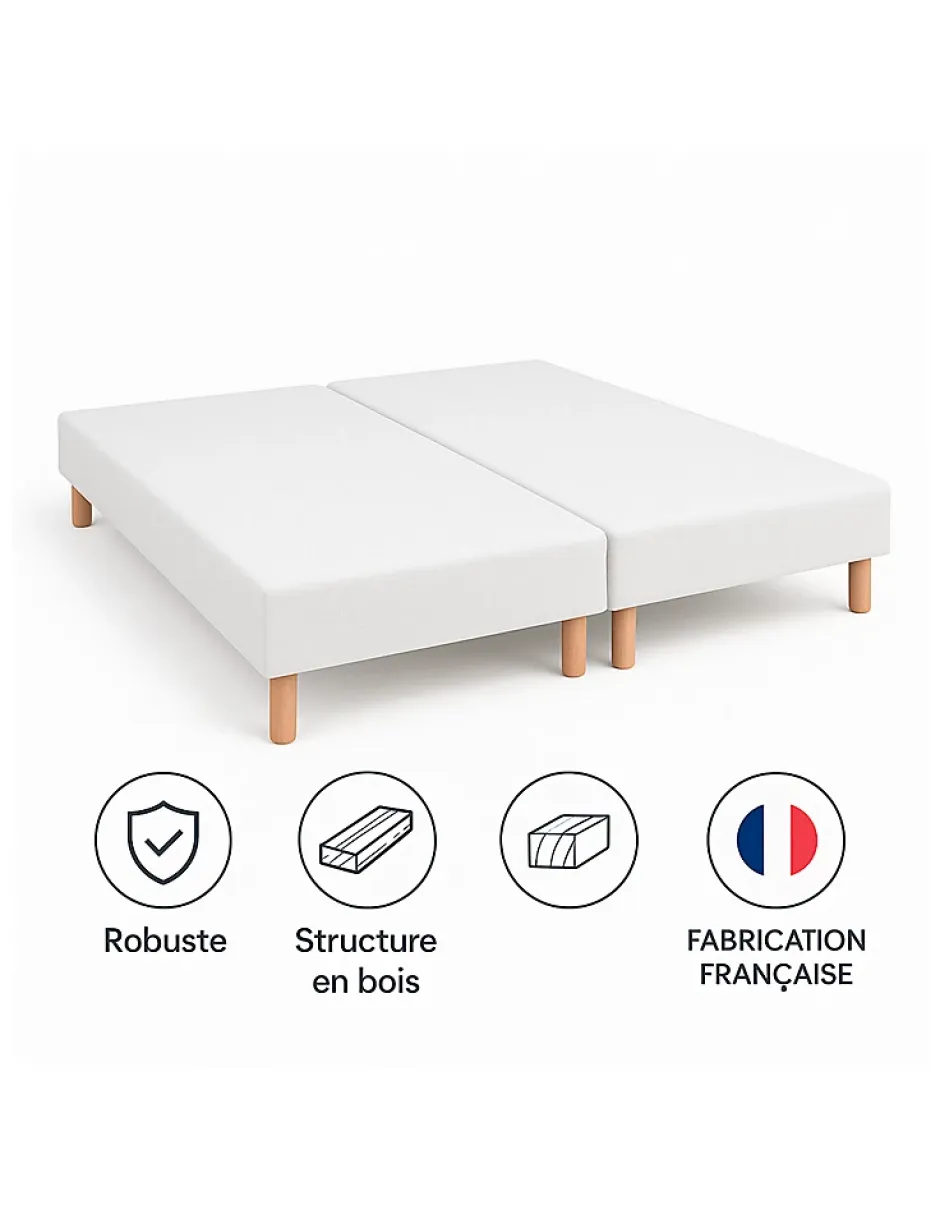 By Sommiflex. Lot de 2 Sommiers Tapissiers Blanc 70x190 Ensemble 140x190 Fabrication Françai Clearance