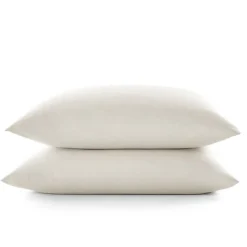Sleep Retreat Lot de 2 taies d'oreiller "Drift" pur coton teint lavé 57 fils/cm² toutes dimensions - Ecru - Taies d'oreiller 63 x 63 cm x 2