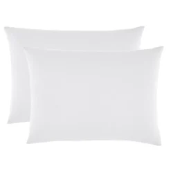 Sleep Retreat Lot de 2 taies d'oreiller "Drift" pur coton teint lavé 57 fils/cm² toutes dimensions - Blanc - Taies d'oreiller 50 x 70 cm x 2