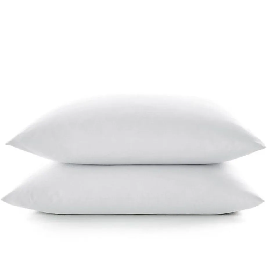 Sleep Retreat Lot de 2 taies d'oreiller "Drift" pur coton teint lavé 57 fils/cm² toutes dimensions - Blanc - Taies d'oreiller 50 x 70 cm x 2