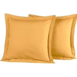 Sensei Maison Lot de 2 taies d'oreiller en percale de coton Caramel 65x65 cm SOFT PERCALE