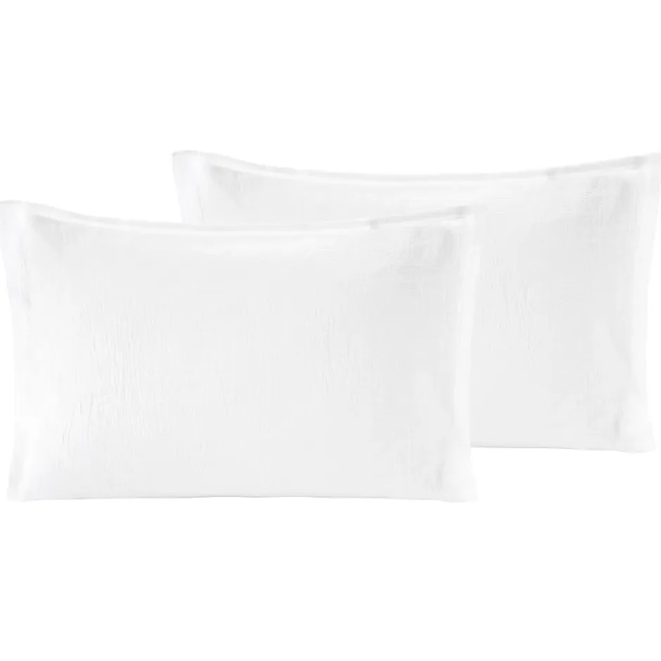 Sensei Maison Lot de 2 taies d'oreiller en gaze de coton Blanc 50x70 cm LOFT Clearance