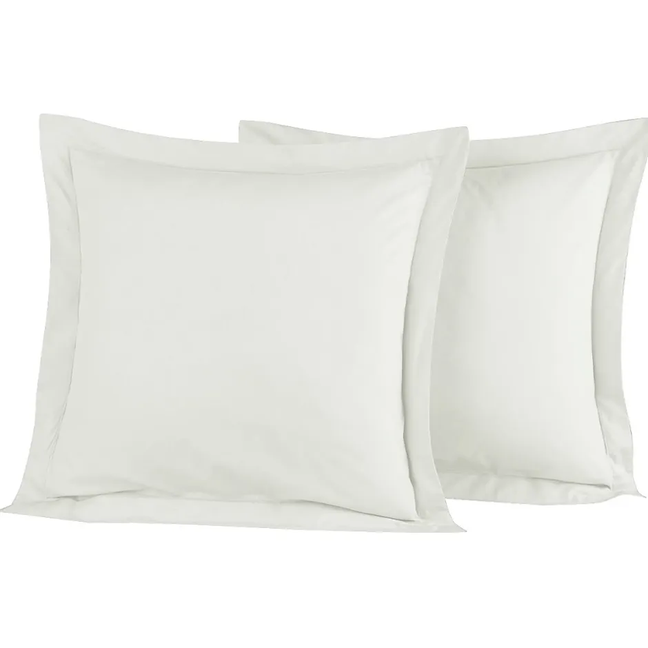Sensei Maison Lot de 2 taies d'oreiller en percale de coton Ecru 65x65 cm SOFT PERCALE Best