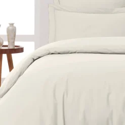 Sensei Maison Lot de 2 taies d'oreiller en percale de coton Ecru 65x65 cm SOFT PERCALE Best