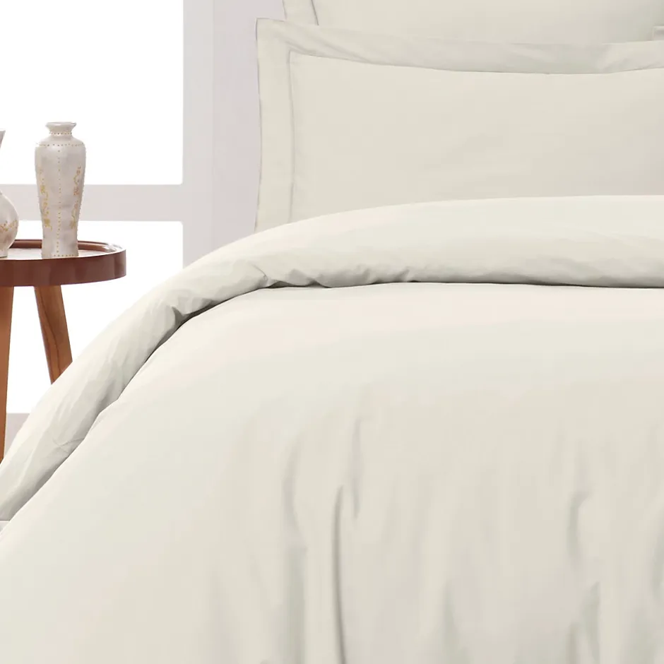 Sensei Maison Lot de 2 taies d'oreiller en percale de coton Ecru 65x65 cm SOFT PERCALE Best