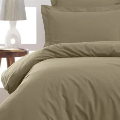 Sensei Maison Lot de 2 taies d'oreiller en percale de coton Taupe 65x65 cm SOFT PERCALE