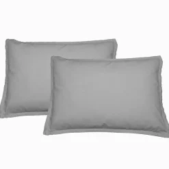 Sensei Maison Lot de 2 taies d'oreiller en flanelle de coton Gris Perle 50x70 cm KLAPPEN