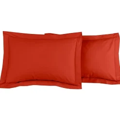 Sensei Maison Lot de 2 taies d'oreiller en percale de coton Terracota 50x70 cm SOFT PERCALE
