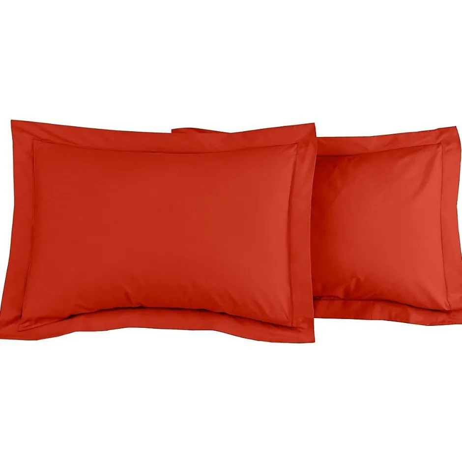 Sensei Maison Lot de 2 taies d'oreiller en percale de coton Terracota 50x70 cm SOFT PERCALE