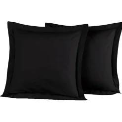 Sensei Maison Lot de 2 taies d'oreiller en percale de coton Noir 65x65 cm SOFT PERCALE