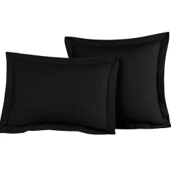 Sensei Maison Lot de 2 taies d'oreiller en percale de coton Noir 65x65 cm SOFT PERCALE