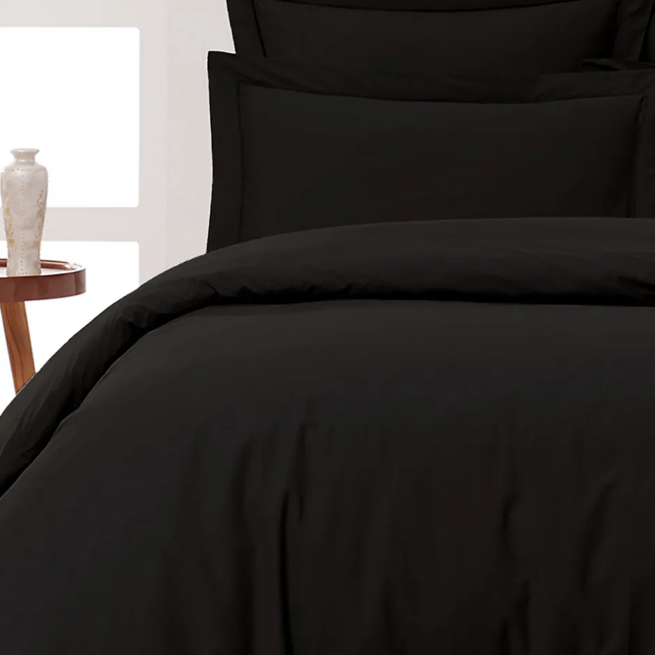 Sensei Maison Lot de 2 taies d'oreiller en percale de coton Noir 65x65 cm SOFT PERCALE