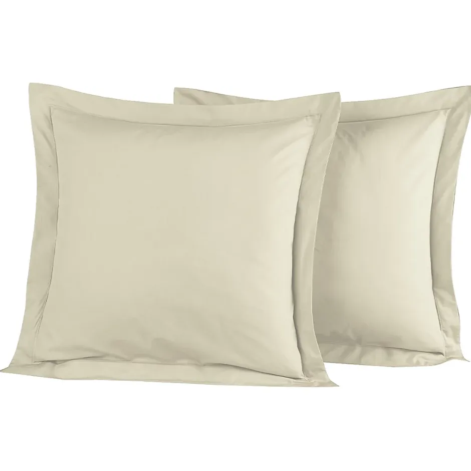 Sensei Maison Lot de 2 taies d'oreiller en percale de coton Ficelle 65x65 cm SOFT PERCALE