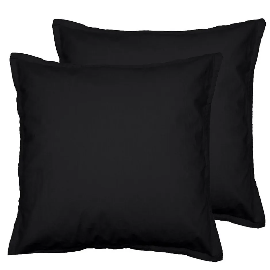 Sensei Maison Lot de 2 taies d'oreiller en flanelle de coton Anthracite 65x65 cm KLAPPEN