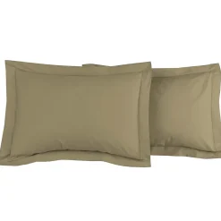 Sensei Maison Lot de 2 taies d'oreiller en percale de coton Taupe 50x70 cm SOFT PERCALE New