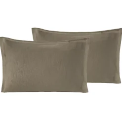 Sensei Maison Lot de 2 taies d'oreiller en gaze de coton Noisette 50x70 cm LOFT