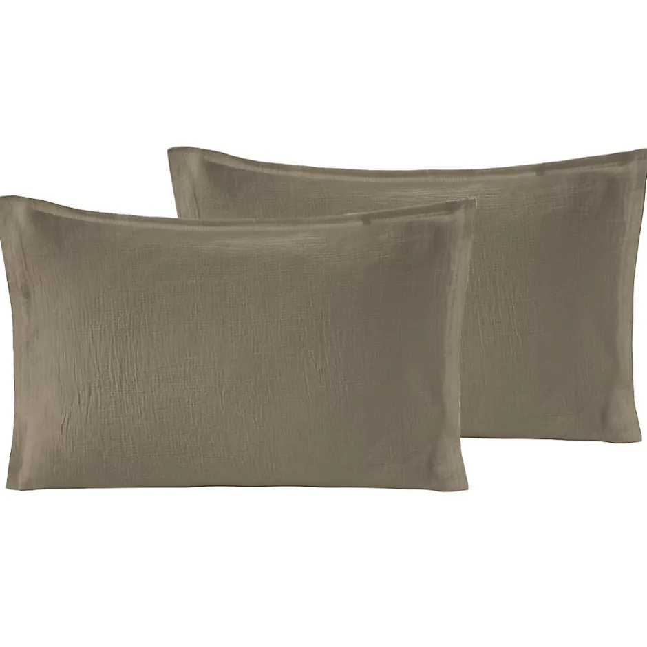 Sensei Maison Lot de 2 taies d'oreiller en gaze de coton Noisette 50x70 cm LOFT