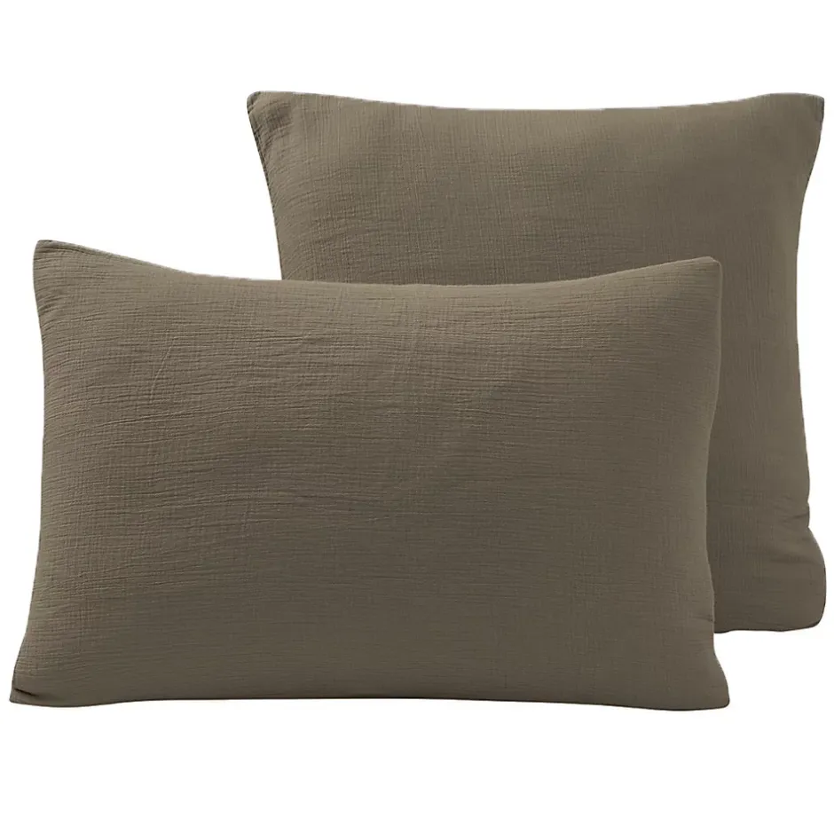 Sensei Maison Lot de 2 taies d'oreiller en gaze de coton Noisette 50x70 cm LOFT