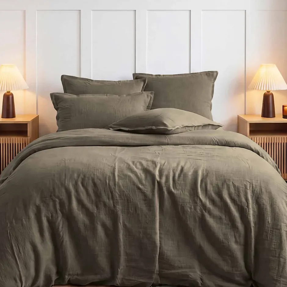 Sensei Maison Lot de 2 taies d'oreiller en gaze de coton Noisette 50x70 cm LOFT