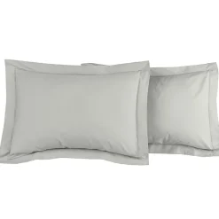 Sensei Maison Lot de 2 taies d'oreiller en percale de coton Gris Perle 50x70 cm SOFT PERCALE Discount