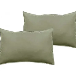 Vent Du Sud Lot de 2 taies d'oreiller Palace pur coton teint lavé 63 fils/cm² - Palace Sauge - Lot de 2 taies d'oreiller 50 x 70 c