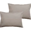 Vent Du Sud Lot de 2 taies d'oreiller percale pur coton peigné longues fibres 80 fils/cm² - Lin - Lot de 2 taies d'oreiller 50 x 7