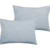 Vent Du Sud Lot de 2 taies d'oreiller percale pur coton peigné longues fibres 80 fils/cm² - Glacier - Lot de 2 taies d'oreiller 50 Hot