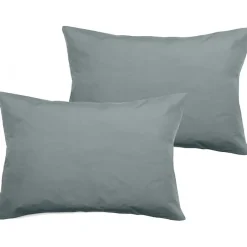 Vent Du Sud Lot de 2 taies d'oreiller percale pur coton peigné longues fibres 80 fils/cm² - Lichen - Lot de 2 taies d'oreiller 50 Best