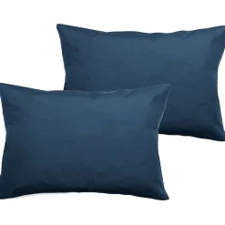 Vent Du Sud Lot de 2 taies d'oreiller percale pur coton peigné longues fibres 80 fils/cm² - Marine - Lot de 2 taies d'oreiller 50