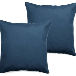 Vent Du Sud Lot de 2 taies d'oreiller percale pur coton peigné longues fibres 80 fils/cm² - Marine - Lot de 2 taies d'oreiller 65 Hot