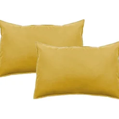 Vent Du Sud Lot de 2 taies d'oreiller Palace pur coton teint lavé 63 fils/cm² - Palace Naturel - Lot de 2 taies d'oreiller 50 x 70