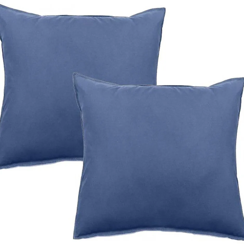 Vent Du Sud Lot de 2 taies d'oreiller Palace pur coton teint lavé 63 fils/cm² - Palace Naturel - Lot de 2 taies d'oreiller 50 x 70