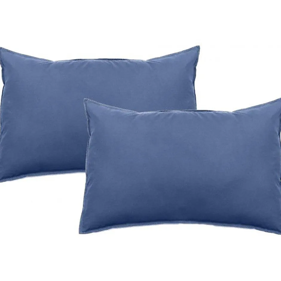 Vent Du Sud Lot de 2 taies d'oreiller Palace pur coton teint lavé 63 fils/cm² - Palace Naturel - Lot de 2 taies d'oreiller 50 x 70