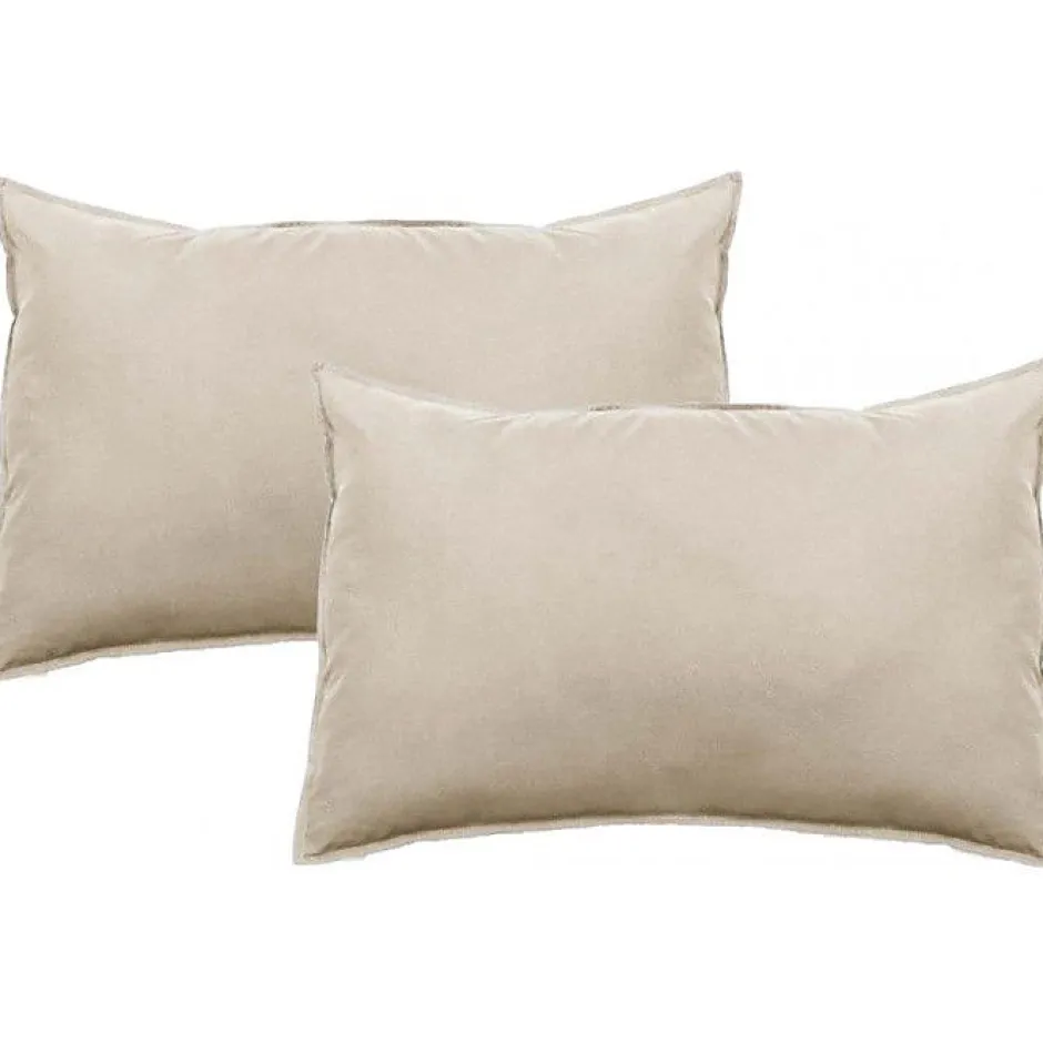 Vent Du Sud Lot de 2 taies d'oreiller Palace pur coton teint lavé 63 fils/cm² - Palace Naturel - Lot de 2 taies d'oreiller 50 x 70