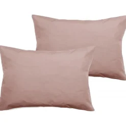 Vent Du Sud Lot de 2 taies d'oreiller percale pur coton peigné longues fibres 80 fils/cm² - Rose - Lot de 2 taies d'oreiller 50 x
