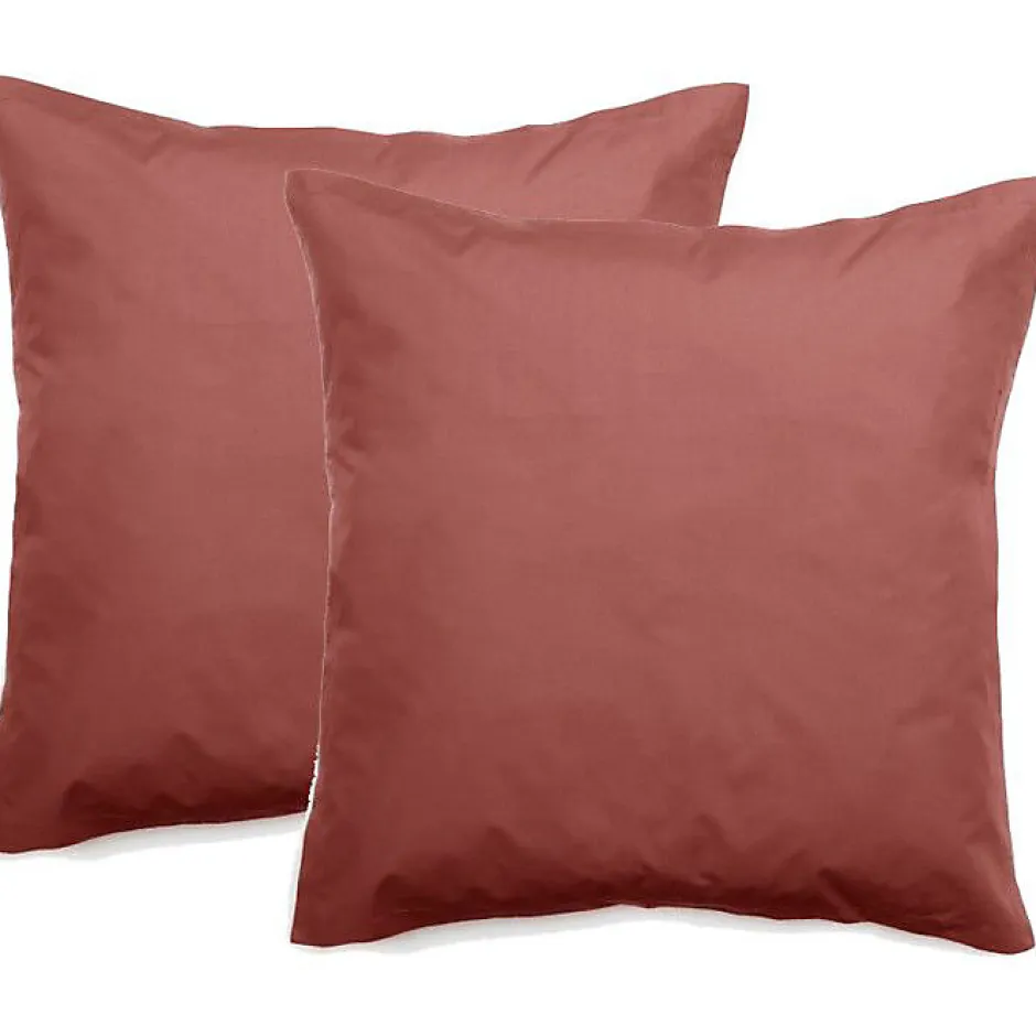 Vent Du Sud Lot de 2 taies d'oreiller percale pur coton peigné longues fibres 80 fils/cm² - Pêche - Lot de 2 taies d'oreiller 65 x