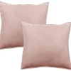 Vent Du Sud Lot de 2 taies d'oreiller Palace pur coton teint lavé 63 fils/cm² - Palace Rose - Lot de 2 taies d'oreiller 65 x 65 cm