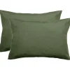 Vent Du Sud Lot de 2 taies d'oreiller percale pur coton peigné longues fibres 80 fils/cm² - Mousse - Lot de 2 taies d'oreiller 50 Sale