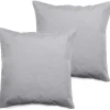 Vent Du Sud Lot de 2 taies d'oreiller percale pur coton peigné longues fibres 80 fils/cm² - Perle - Lot de 2 taies d'oreiller 65 x