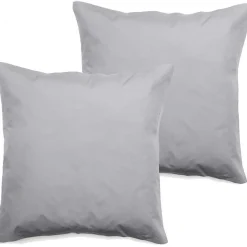 Vent Du Sud Lot de 2 taies d'oreiller percale pur coton peigné longues fibres 80 fils/cm² - Perle - Lot de 2 taies d'oreiller 65 x
