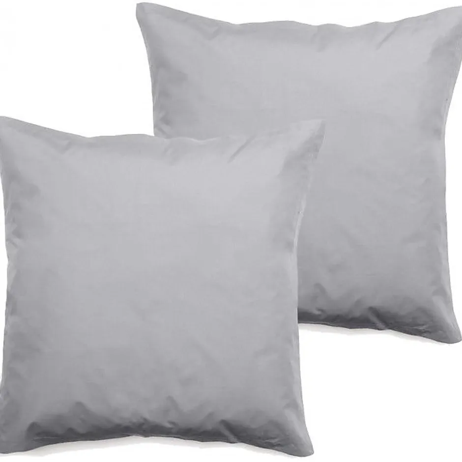 Vent Du Sud Lot de 2 taies d'oreiller percale pur coton peigné longues fibres 80 fils/cm² - Perle - Lot de 2 taies d'oreiller 65 x