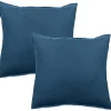 Vent Du Sud Lot de 2 taies d'oreiller Palace pur coton teint lavé 63 fils/cm² - Palace Marine - Lot de 2 taies d'oreiller 65 x 65 Online